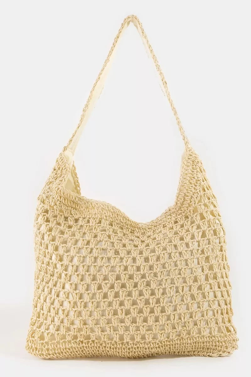 Fame Intricate Straw Weave Large Shoulder Bag by Rose & Reed image 7