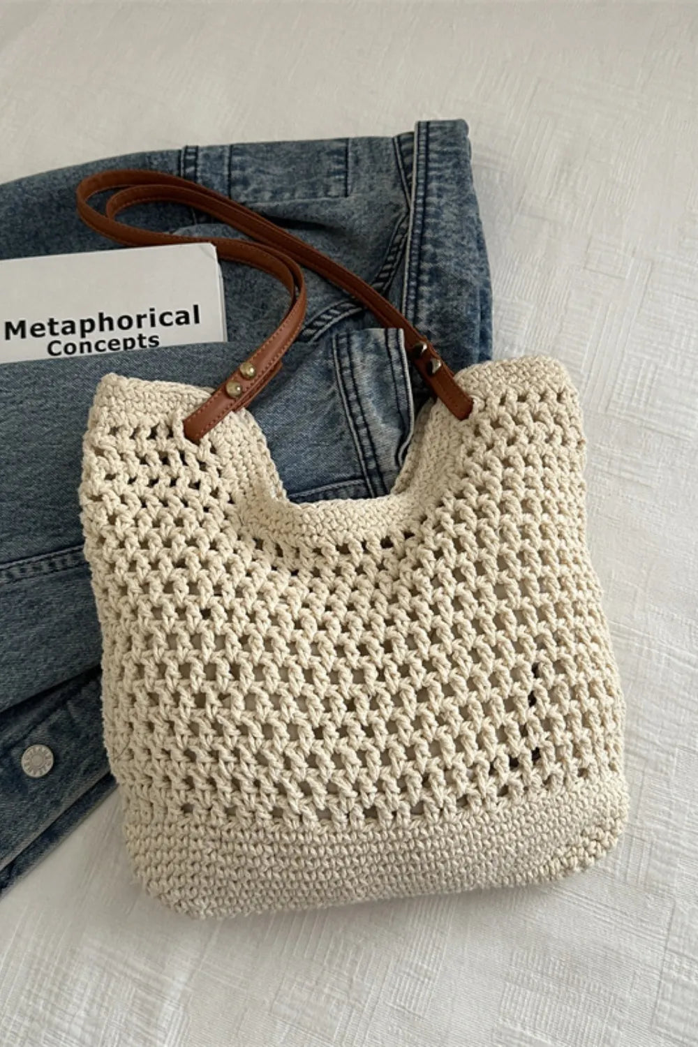 Openwork Woven Tote Bag by Rose & Reed image 6