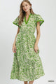 Paisley Print Midi Dress with Side Pockets