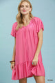 Ruffle Hem Shift Mini Dress