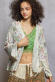 Open Front Floral Cardigan with Center Open Fringe
