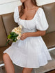 Square Neck Puff Sleeve Mini Dress