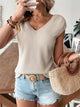 Waffle Knit V-Neck Cap Sleeve Top