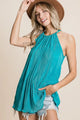 Pleating Knit Halter Neck Top