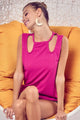 Rib Knit Shoulder Cut Out Detaied Top
