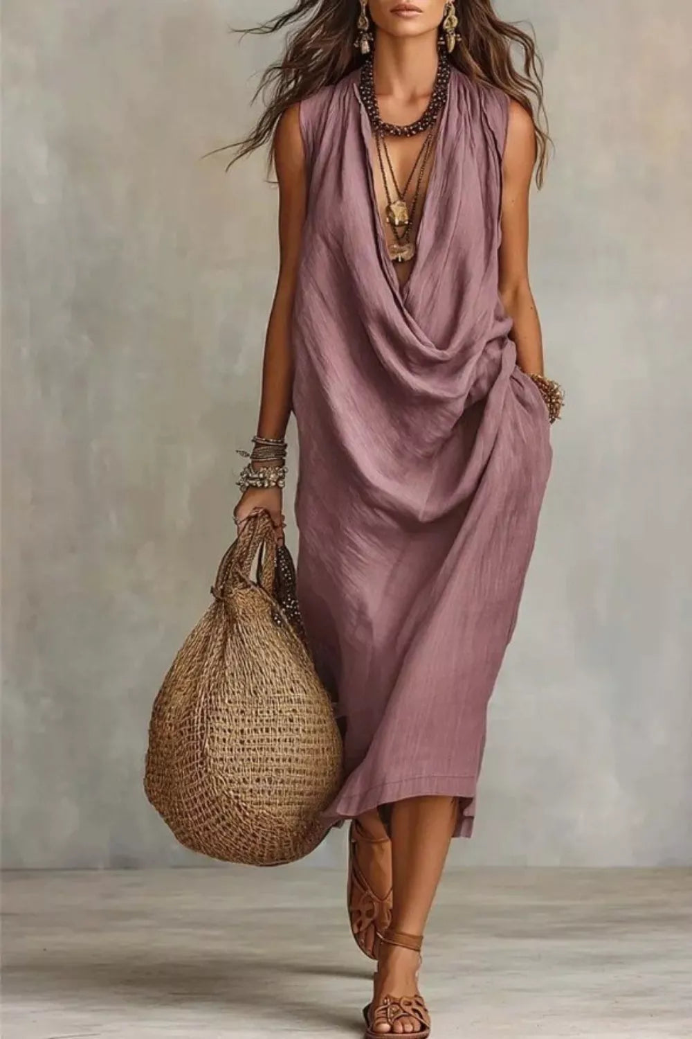 Claire Drape Midi Dress by Rose & Reed image 1
