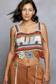 Cutout Flower Cropped Crochet Cami with with Dangle Detail