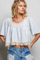 Floral Print Lace Trim Blouse