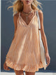 Striped V-Neck Ruffle Hem Mini Dress