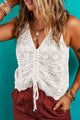 Hollowed Knit V Neck Drawstring Sweater Vest