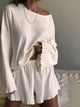 Ribbed Knit Long Sleeve Top and Shorts Lounge Set