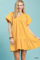 Flutter Sleeve Tassel Tie Ruffle Hem Mini Dress