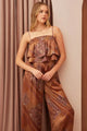Paisley Patchwork Print Satin Ruffle Crop Cami