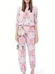 Printed Round Neck Long Sleeve Top and Pants Lounge Set