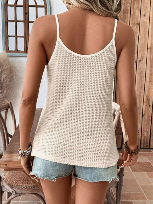 Lace Trim Waffle Knit Cami by Rose & Reed image 2