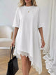 Lace Trim Asymmetrical Hem T-shirt Dress